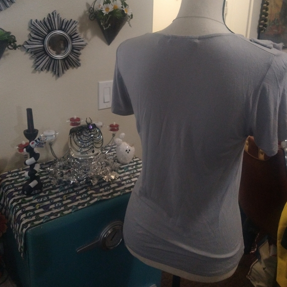 Grey Ruffled Front Top - Picture 2 of 2